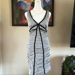 Nicole Miller | Bodycon Ruched Grey Bandage Dress